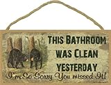 This Bathroom was Clean Yesterday Black Bear Bath Sign Plaque Cabin Decor 5