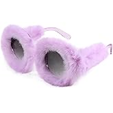 FEISEDY Women Plush Fuzzy Cat Eye Sunglasses Punk Soft Velvet Shades Ladies Handmade Party Masquerade Eyewear B2877