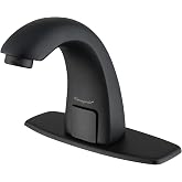 Charmingwater Touchless Bathroom Sink Faucet | Motion Automatic Sensor Faucet with Hole Cover Plate, Matte Black