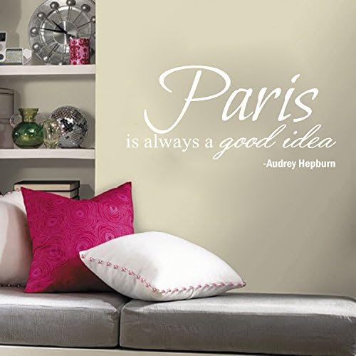 ValueVinylArt Paris is Always A Good Idea Audrey Hepburn Quote Wall Decal 30x15 (White)