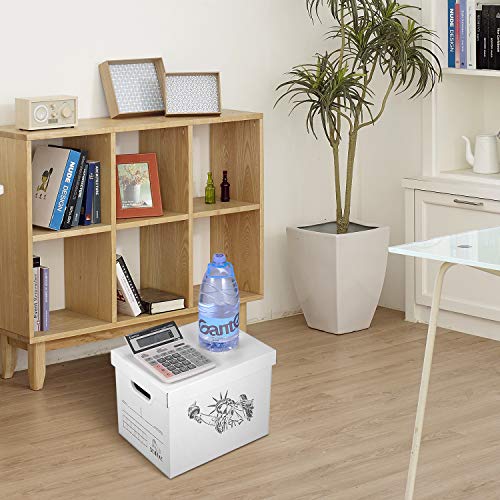 SEMAXE Storage Boxes Carton Boxes, 10-Pack 14" x 11" x 10" File Boxes Tape-Free Fast-fold Easy Carry