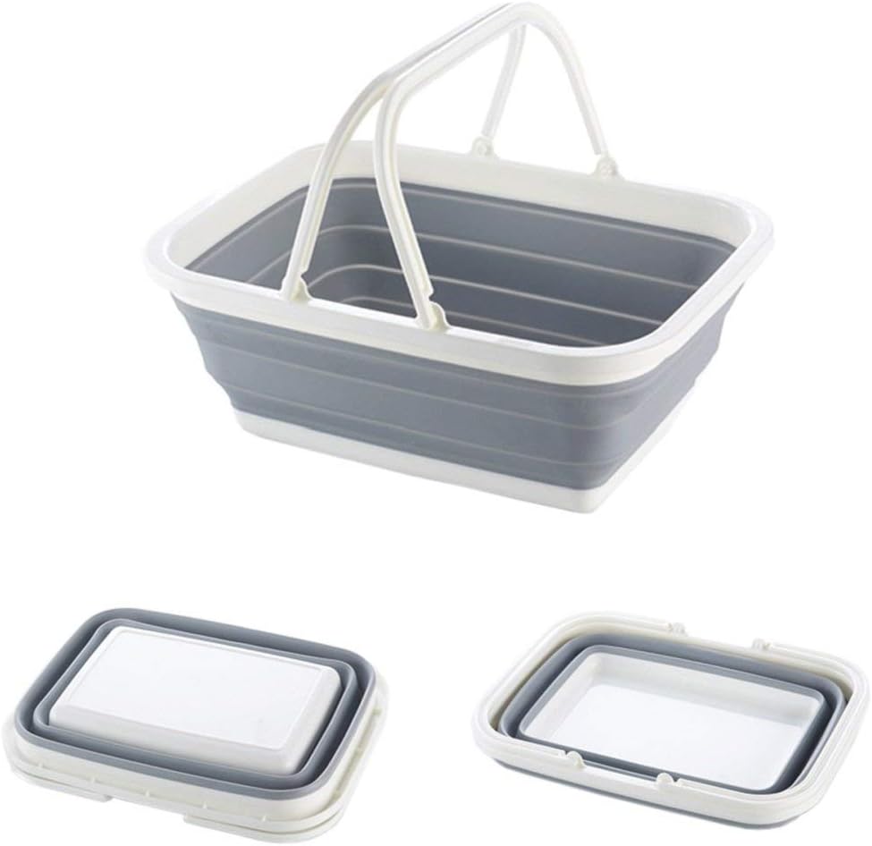 Voarge Multifunktionale großen faltbaren Einkaufskorb, Rectangular Multifunktionsklappbarer Einkaufskorb Faltbarer Silikon Plastikaufbewahrungskorb Wäscherei Hamper