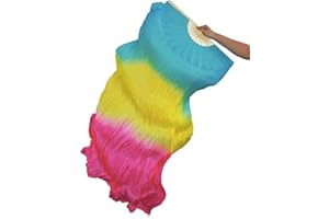 TMZAQH Women 1 Piece Right Hand Real Silk Long Belly Dance Fan Veils 150 * 90 cm