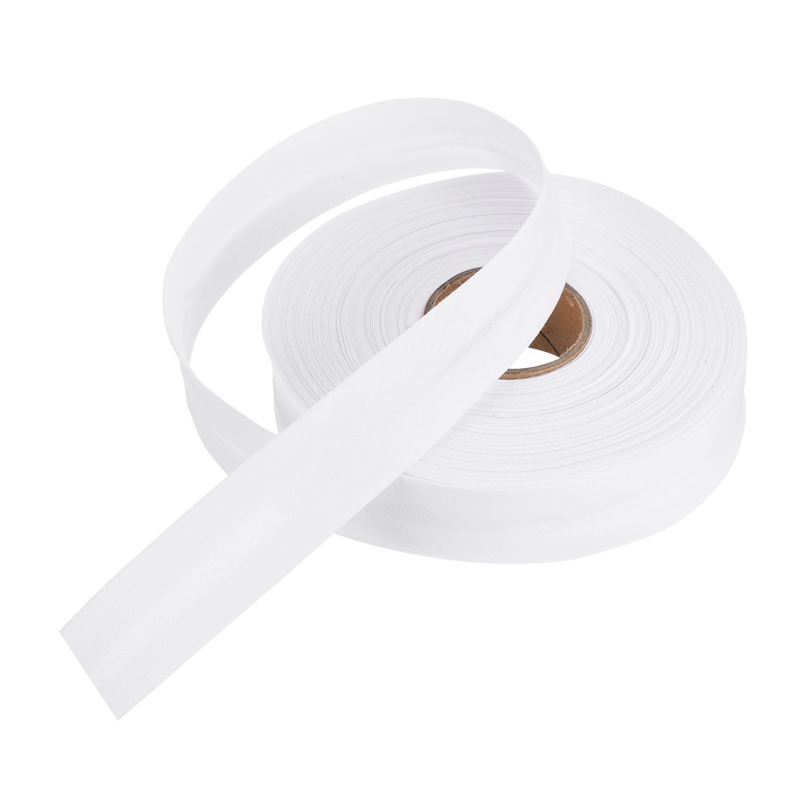 Photo 1 of MECCANIXITY 1 Inch Single Fold Bias Tape Polyester Continuous Bulk Bias Tape for Sewing,Seaming Quilting Hemming Binding Crafts (White 25 Yards)