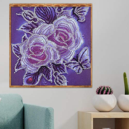5D Diamond Painting Mosaic Making 5D DIY Special Shape Diamond Painting Flower Cross Stitch Embroidery- Purple - Thumbnail 2