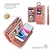 iPhone 7 Plus Wallet Case - JAZ Zipper Purse Detachable Magnetic14 Card Slots Card Slots Money Pocket Clutch Leather Wallet Case for iPhone 8 Plus/7 Plus Rose gold