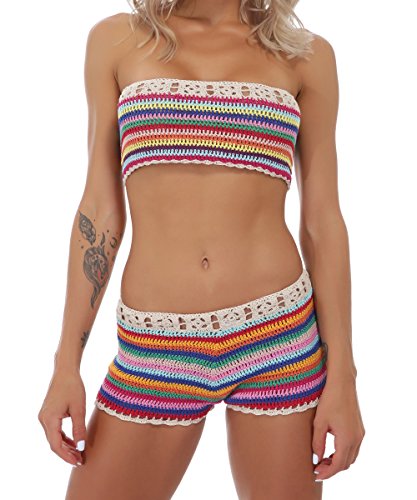 Women Crochet Bikini Set Knit 2PCS Bathing Suit Swimsuit Beachwear - Thumbnail 7