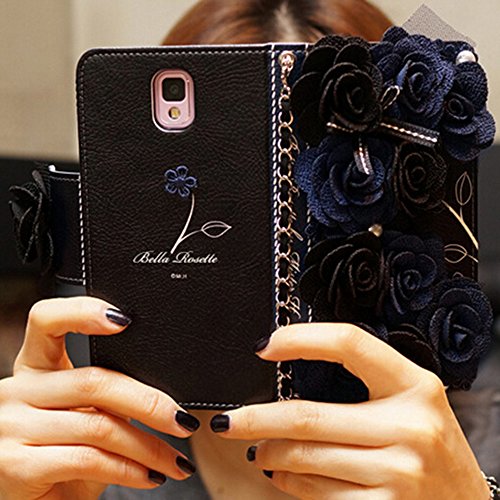 Kaka(tm) 3d handmade elegance blue flower pu leather protective w…