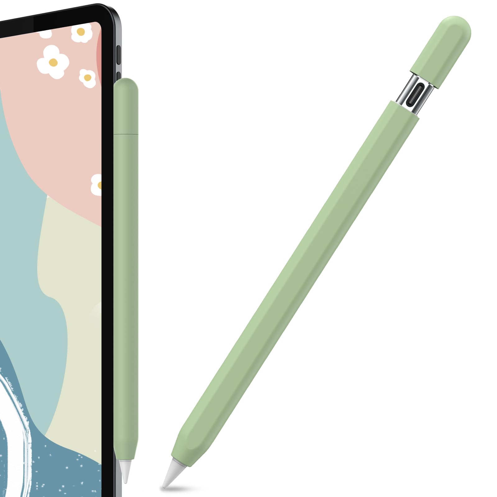 AhaStyle Silicone Case for Apple Pencil (USB-C) 2023 Ultra Thin Protective Cover Skin Apple Pencil Sleeve Anti-slip Grip Compatible with Apple Pencil USB C (Avocado Green)