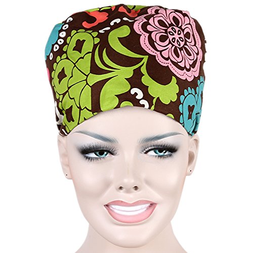 JoyRing four Pack Unisex Adjustable Surgical Hat Scrub Cap with Sweatband for Ponytail and Free