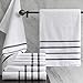 Comfort Spaces Cotton 8 Piece Bath Towel Set Striped Ultra Soft Hotel Quality Quick Dry Absorbent Bathroom Shower Hand Face Washcloths, Multi-Sizes, Zero Twist Charcoal 8 Piece