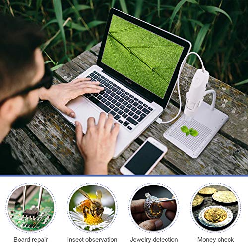 Microscopio Digital WiFi, HALOVIE Microscopio Digital Inalámbrico 50x -1000x Aumento 1080P HD 8 LED Microscopio Digital Electronico USB Compatible con iPhone/iPad/Mac/Teléfono Android/Tableta/PC