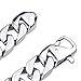 LEADCIN JOYEN Men's Chain Bracelet 316L Stainless Steel Curb Link 15mm Width, Silver Color