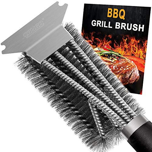 POLIGO Grill Brush and Scraper with Deluxe Handle - Safe Wire Stainless Steel BBQ Brush for Gas Infrared Charcoal Porcelain Grills - Best Gift BBQ Grill Cleaning Brush for Grill Wizard Grate Cleaner - Thumbnail 7
