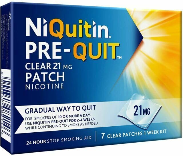 NiQuitin - Pre-Quit Patch - 21 mg - 7 Clear Nicotine Patches 1 Week Kit - Stop Smoking Aid - Invisible Nicotine Patches - Gradually Quit Smoking or Vaping
