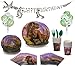 Dinosaur Party Supplies Set | Party In A Box | Serves 16 | 120+ Pieces | Decorations and Tableware | Dinosaur Happy Birthday Banner with Confetti Balloons | Disposable Tableware Set