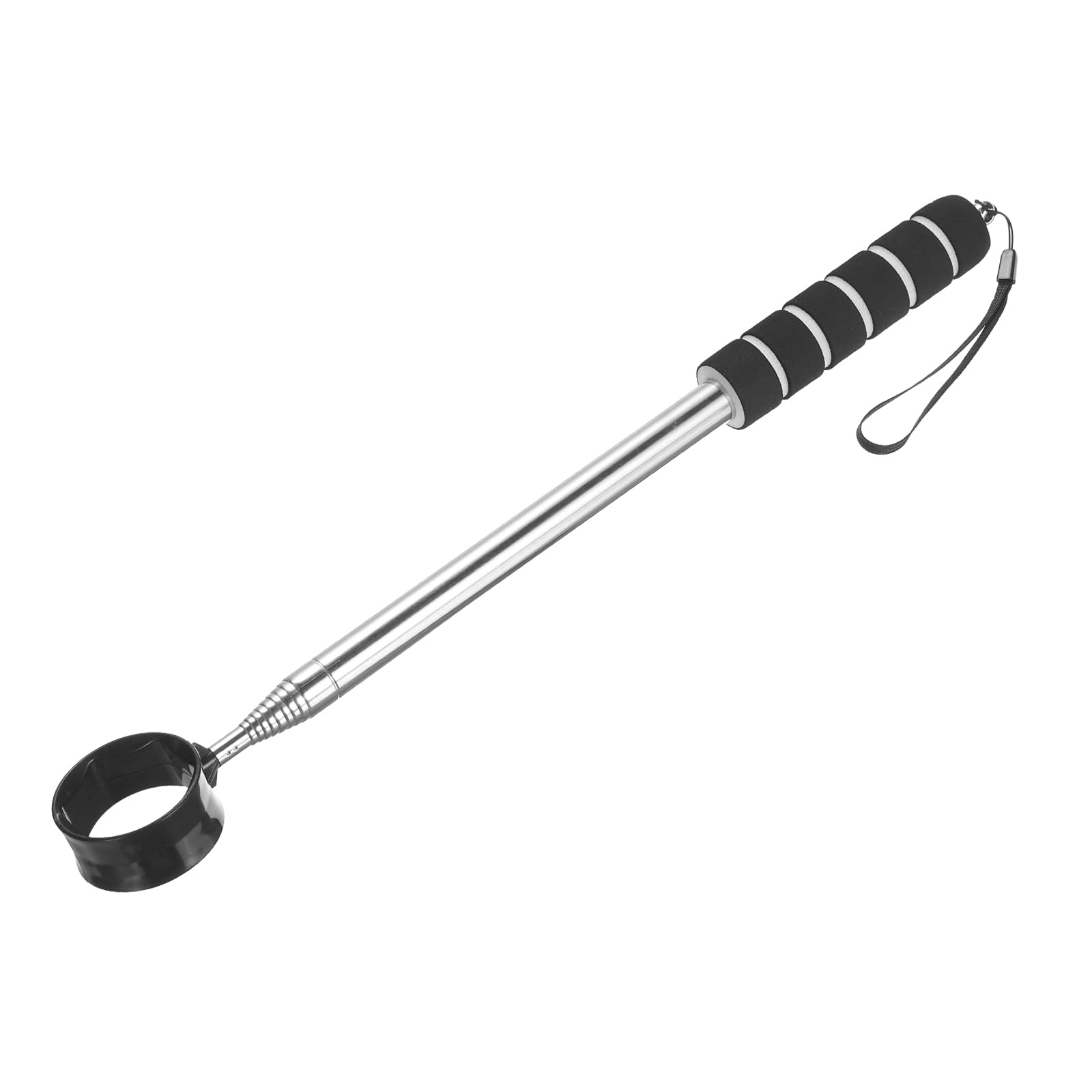 PATIKIL Golf Ball Retriever Telescopic, 9 Ft Stainless Steel Head Ball Grabber with Lanyard for Water Golf Ball Picker Tool Golf Accessories, Black