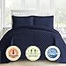 Comfy Bedding 3-Piece Bedspread Coverlet Set Oversized and Prewashed Lantern Ogee Quilted, King/Cal King Navy Blue
