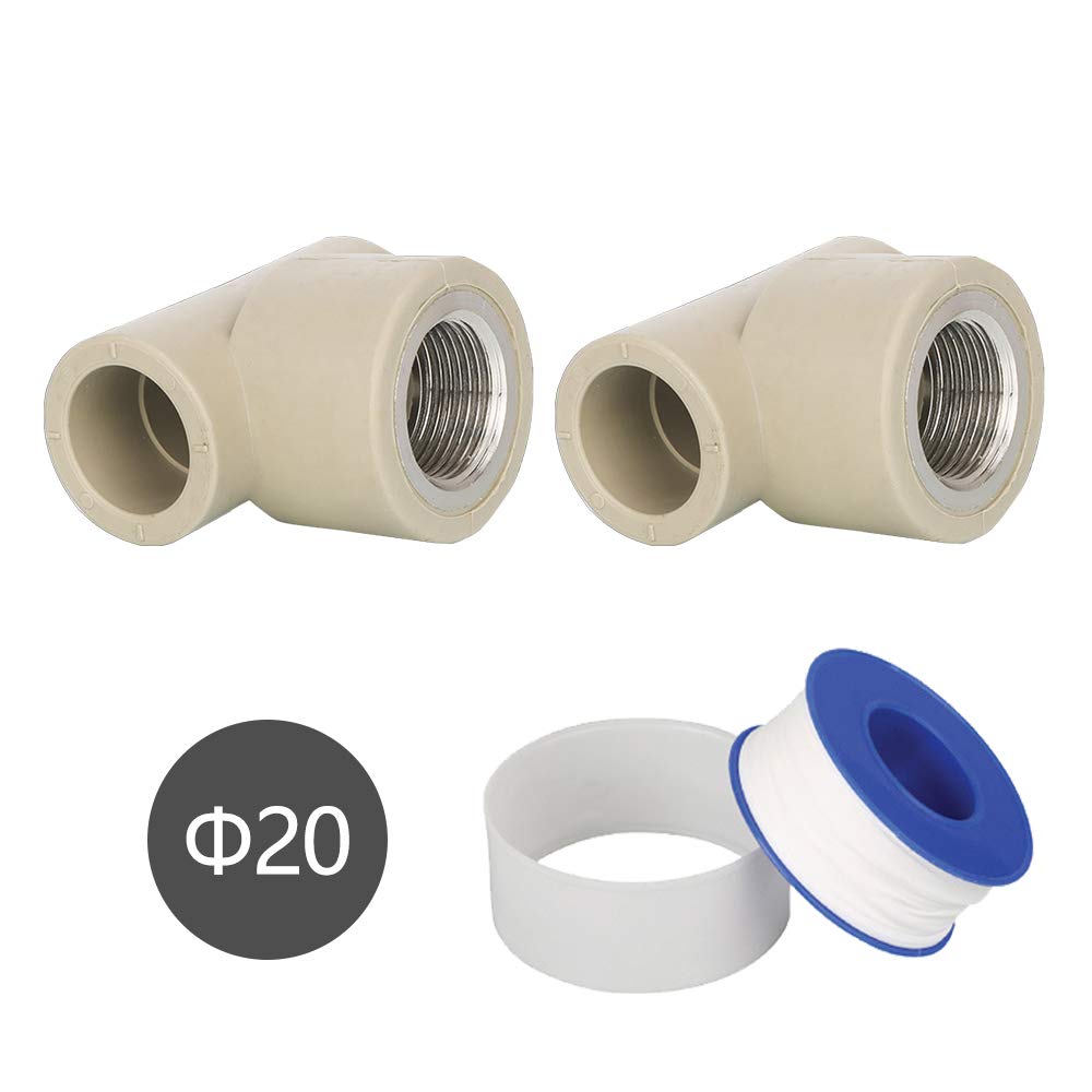 YOFASEN 20/25mm PPR Pipe Connector - 2 x Pipe Fitting T-Type Connector & 1 x Sealant Tape for Plumbers Plumbing