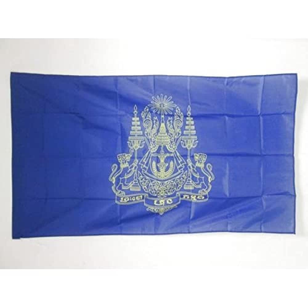 AZ FLAG - Royal Standard of Cambodia Flag - 2x3 Ft - Cambodian Kingdom Banner with Sleeve - 100% Polyester - Fade Resistant - Vivid Colors - 2' x 3' Feet - 90x60 Cm