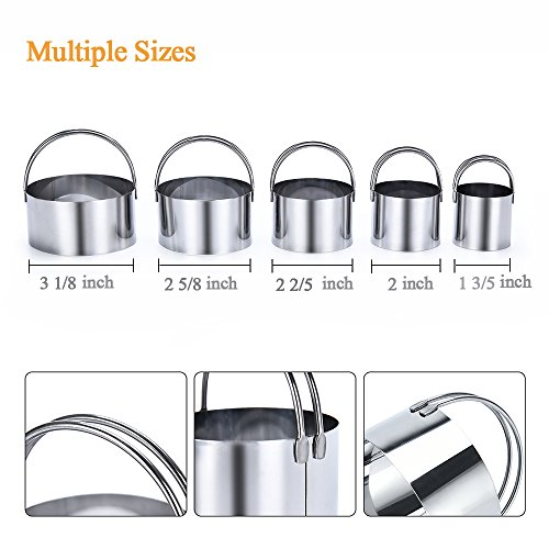 MASGALACC Pastry Scraper Biscuit Cutter Set (5 Pieces/Set) Stainless Steel Dough Blenders Round Cookie Cutter Set Multipurpose Scraper for Baking Pastry