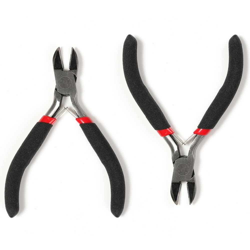 2PCS Precision Wire Cutter Wire Flush Cutters Wire Pliers with Longer Flush Cutting Edge Ideal Wire Snips for Crafting