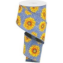 Sunflower Canvas Wired Edge Ribbon, 2.5