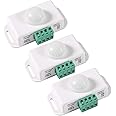 AITIAO 3 Pack DC 12v-24v Pir Motion Sensor Switch LED Motion Function Cotroller Sensor Switch for Kitchen Pantry Closet Wardrobe Bedroom Bathroom LED Strip Light,White