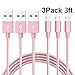 Micro USB Lightning Cable, VPR 3Pack 3FT Android Charger Cord nylon braided for Samsung Galaxy, HTC, Huawei, LG, HTC, Motorola and Other Tablet (3Pack 3FT Pink)