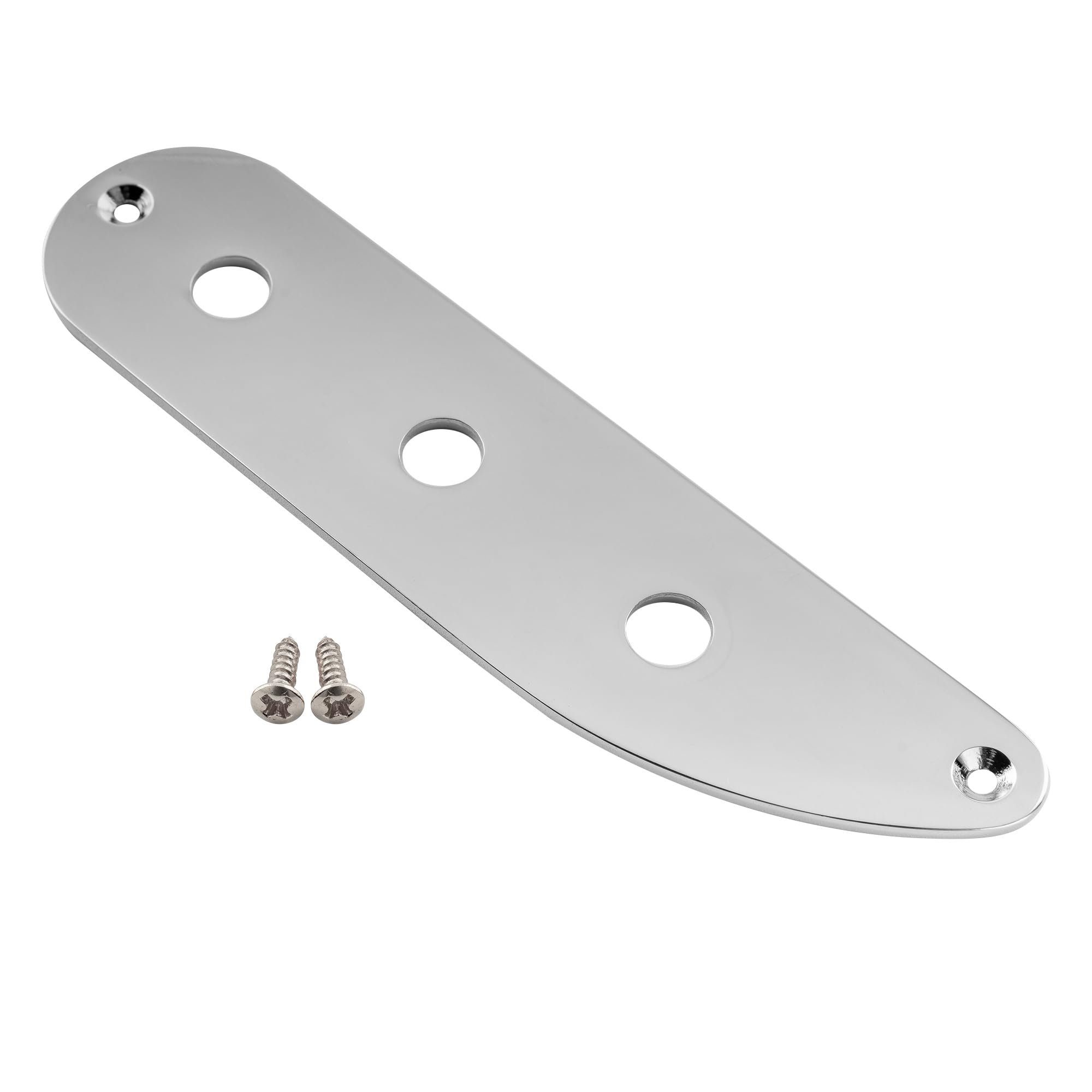 Musiclily Pro Steel 3-Hole Bass Control Plate for Vintage PB/Tele Bass Style Electric Bass, Chrome
