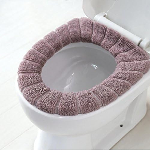 Tharv Toilet Mat Absorb Water Dust Antiskid Cozy-Soft Coral Velvet Toilet Seat Cover Standard Pumpkin Pattern Cushion, Diameter: 29cm (C)