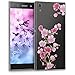 kwmobile Clear Case Compatible with Sony Xperia XA1 Ultra - Phone Case Soft TPU Cover - Cherry Blossom Branch Dark Pink/Pink/Transparent