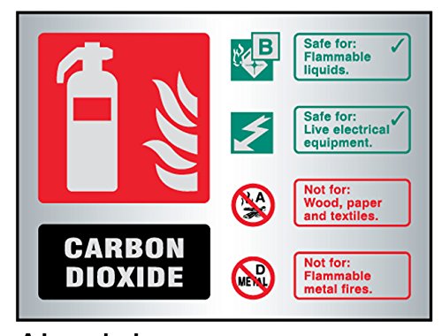 Caledonia Signs 59487 CO2 Extinguisher ID, Aluminium, Adhesive Backed
