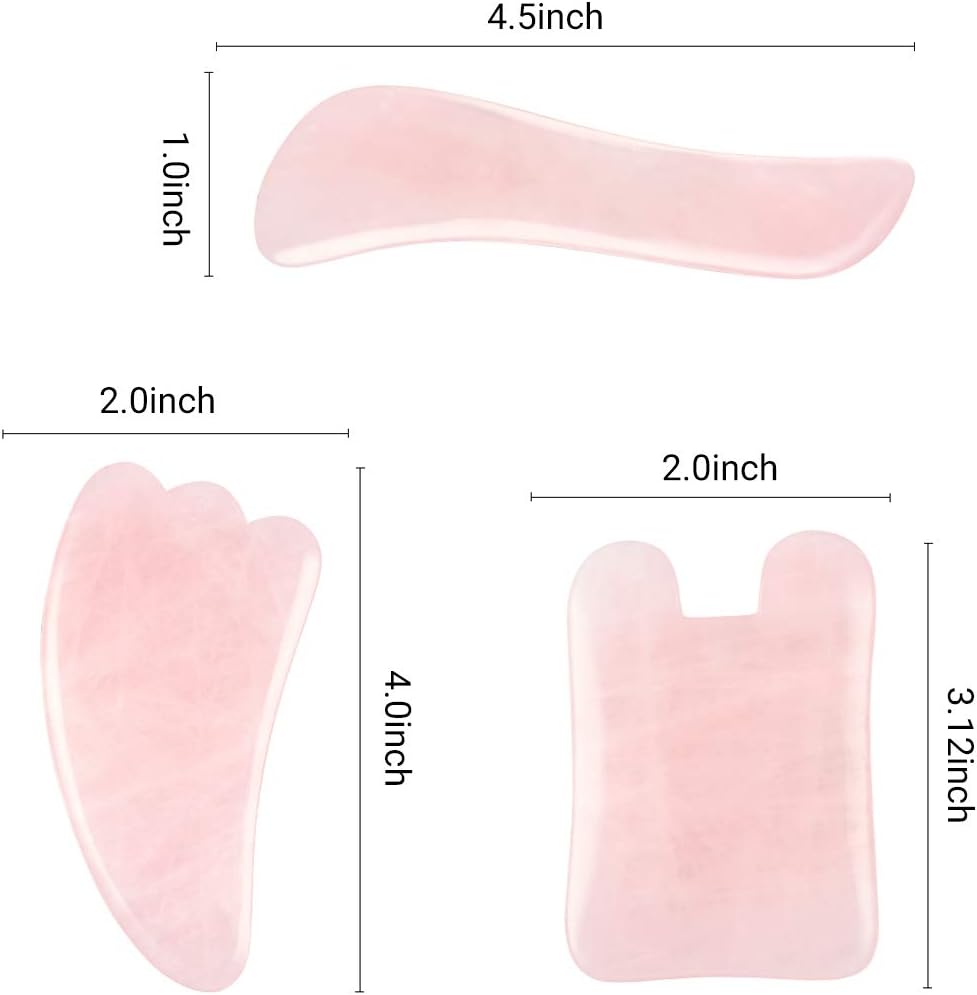 MelodySusie Gua Sha Tool- Scraping Massage Tool for Facial and Body,100% Natural Rose Quartz Stone Gua Sha Board for Anti-Aging,Facial Slimming,Acupuncture Treatment,Pack of 3: Health & Personal Care