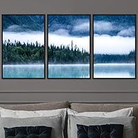 3 Piece Framed Canvas Wall Art Foggy Mountains Canvas Prints Home Artwork Decoration for Living Room,Bedroom - 16