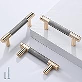 Ntresbonne 12 Pack 3 Inch 76 mm Barrel Cabinet Pulls Gold and Grey Cupboard Aluminum Handles Drawer Pull Cabinet Handles