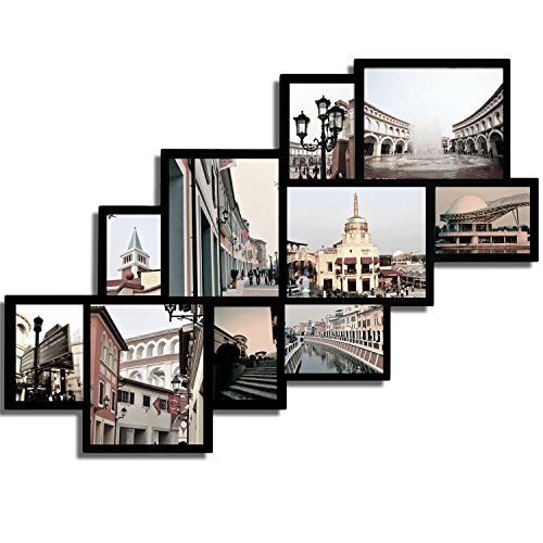 Adeco Decorative Black Wood Wall Hanging Picture Photo Frame Collage