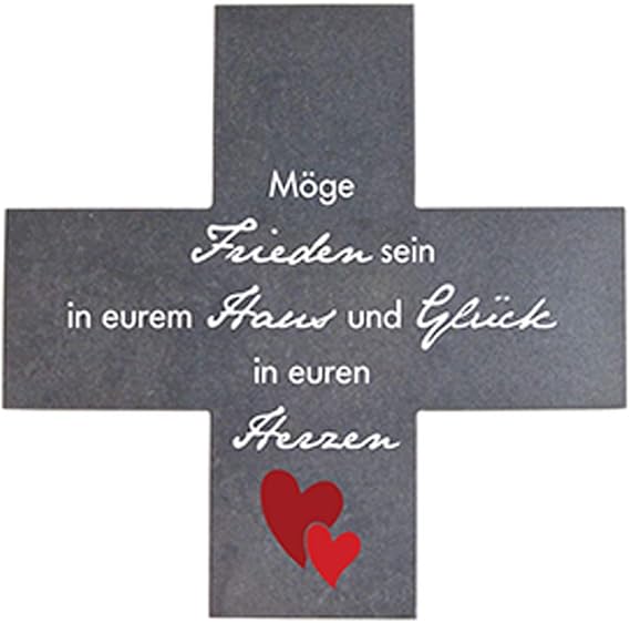 Fritz Cox® SteinkreuzHaussegen Anthrazit in Kreuzform 'Möge Frieden