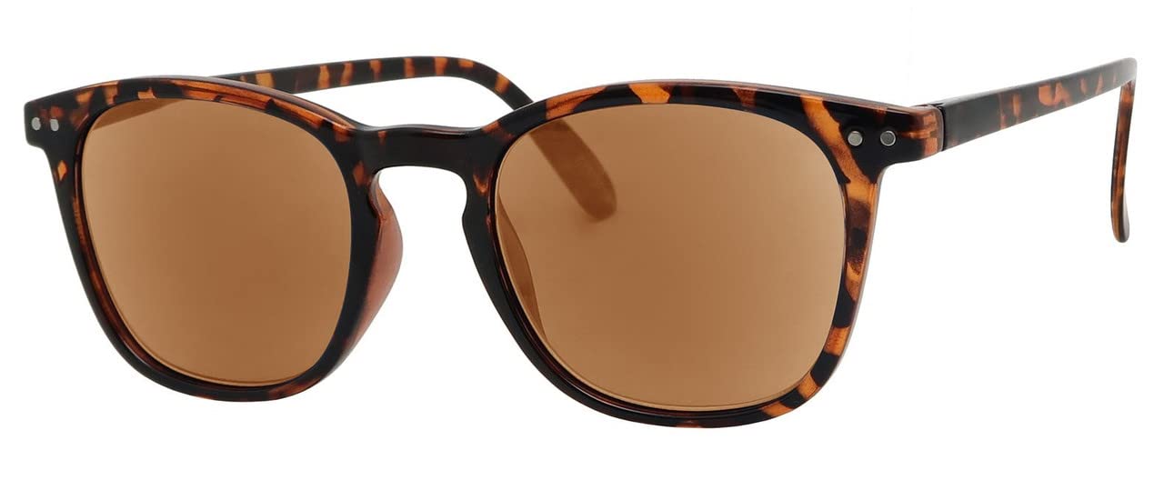 I-Sential Reading Sunglasses Tortoise Brown Flex Temples UV400 Brown Lens Sun Readers Mens Womens Tinted Glasses & Case +2.75