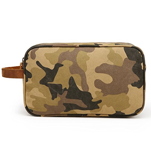 Kemy's Camo Toiletry Bag Mens Bathroom Tolietree Travel Bag Grooming Shaving Bags for Men Dopp Dob Dobb Kits Vintage Leather Toilet Hygiene Bag Double Compartment Traveling Easter Gifts, Camouflage