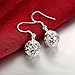 2 Paris Silver Drop Dangle Earrings for Women Girl Ball Heart Earrings Plated Sterling Silver, with BuycitKy PU Jewelry Pouch