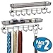 mDesign Closet Wall Mount Men's Accessory Storage Organizer Rack - Holds Belts, Neck Ties, Watches, Change, Sunglasses, Wallets - 8 Hooks and Basket - 2 Pack - Bronze