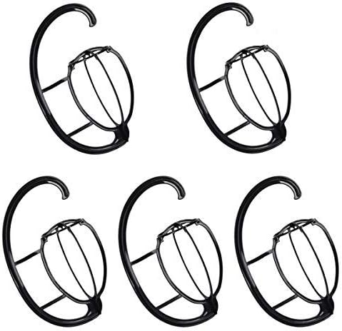 Haofay 5 packs Wig Hanger, Durable Black Wig Stand Plastic DIY Hat and Cap Hanger, Collapsible Wig Dryer and Wig Cap Stand Holder (Black)