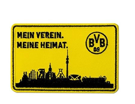 Borussia Dortmund BVB Aufnäher Skyline, Polyester, Schwarz/Gelb 10 x 5 x 1 cm