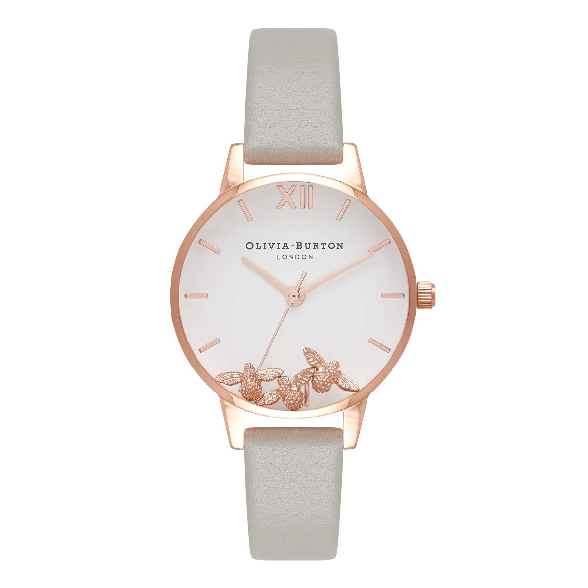 Olivia Burton Analogue Quartz Watch for Women with Grey Leather Strap - OB16CH03