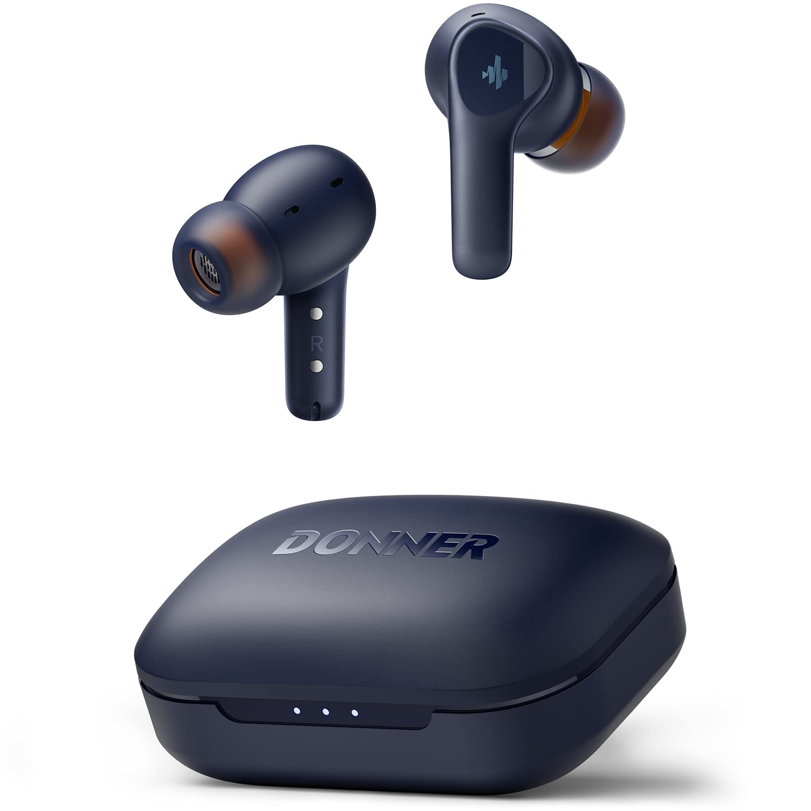 Donner Noise Cancelling Wireless Earbuds, Bluetooth 5.2 Earphones with 4 Mic Clear Calls, 12mm Drivers, App for Custom EQ, 32H Playtime, Fast Charging, Transparency - Dobuds ONE, Blue