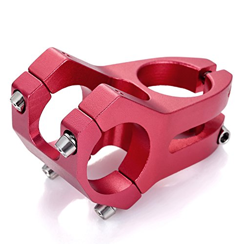 PGMJ Aluminum Alloy 31.8 Stem 45mm Bike Stem Mountain Bike Stem Short BMX Parts Road Bike, Bicycle, BMX, MTB, Fixie Gear, Cycling Short Handlebar Stem and 1 Pair Bike Handle Bar Grips (Red) - Thumbnail 4