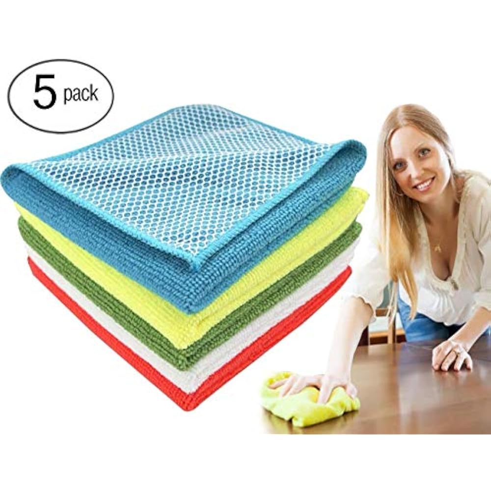Dust Cloths Dish Microfiber Cloth, Kitchen With Poly Scour Side, HIGH