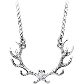 SENFAI Santa Elk Antlers Antique Bronze Antlers Necklace