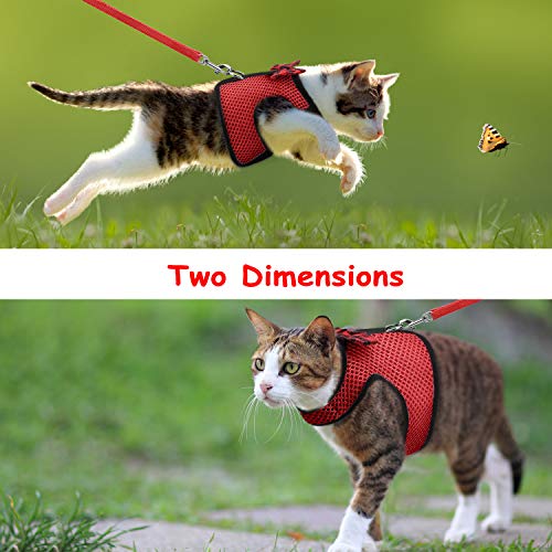 Bojafa Cat Harness and Leash Set (2 Pack) for Walking Escape Proof - Adjustable Vest Harness for Cats and Small Dogs Outdoor Walking - Thumbnail 2